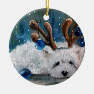 West Highland Terrier Blue Christmas Westie Dog Keramikornament