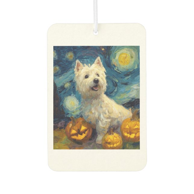 West Highland Terrier Cute Dog Halloween Jack O La Autolufterfrischer (Vorderseite)