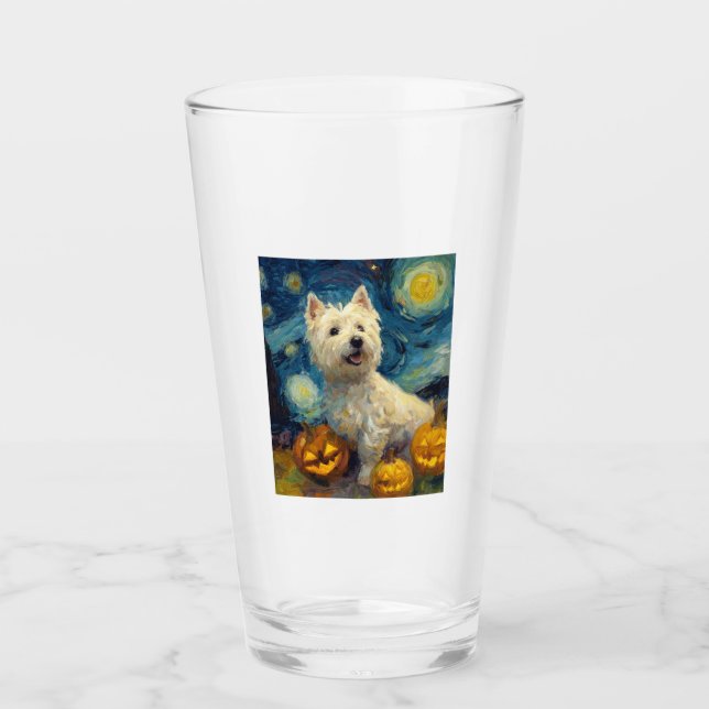 West Highland Terrier Cute Dog Halloween Jack O La Glas (Vorderseite)