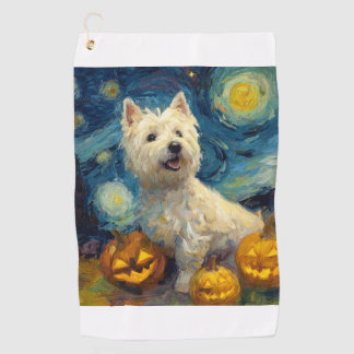 West Highland Terrier Cute Dog Halloween Jack O La Golfhandtuch