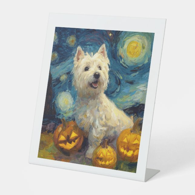 West Highland Terrier Cute Dog Halloween Jack O La Sockelschild (Vorderseite)