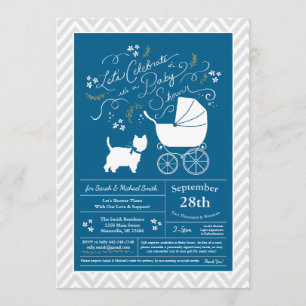 West Highland Terrier Dog Baby Shower Blue Boy Einladung