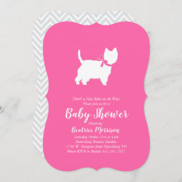 West Highland Terrier Dog Babydusche Pink Girl Einladung