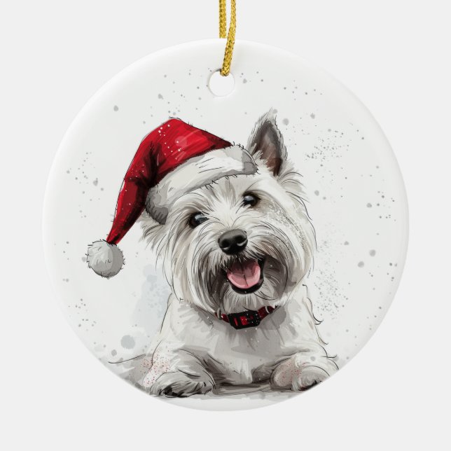 West Highland Terrier Dog Christmas Personalized Keramik Ornament (Vorne)