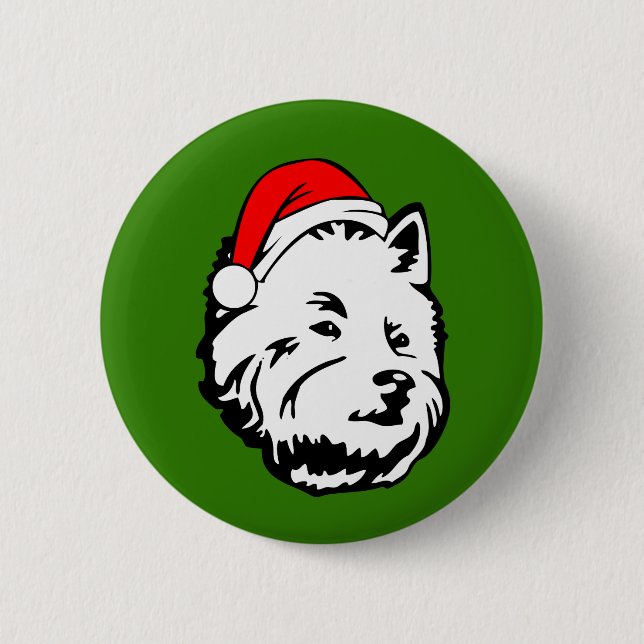 West Highland Terrier Dog mit Weihnachten Weihnach Button (Vorderseite)