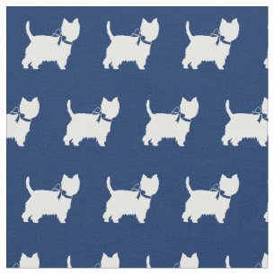 West Highland Terrier Dog Silhouette Pet Navy Blue Stoff