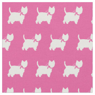 West Highland Terrier Dog Silhouette Pet Pink Stoff