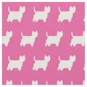 West Highland Terrier Dog Silhouette Pet Pink Stoff