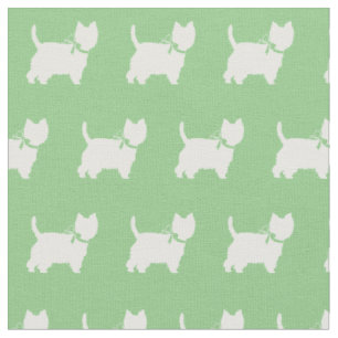 West Highland Terrier Dog Silhouette Sage Green Stoff
