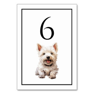 West Highland Terrier Hund Wasserfarbe Tischnummer