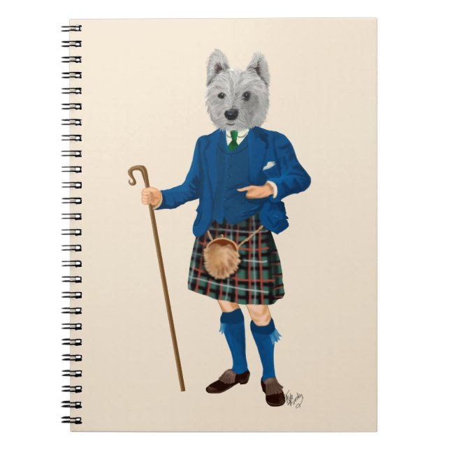 West Highland Terrier in Kilt 2 Notizblock (Vorderseite)