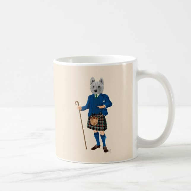 West Highland Terrier in Kilt 2 Tasse (Rechts)