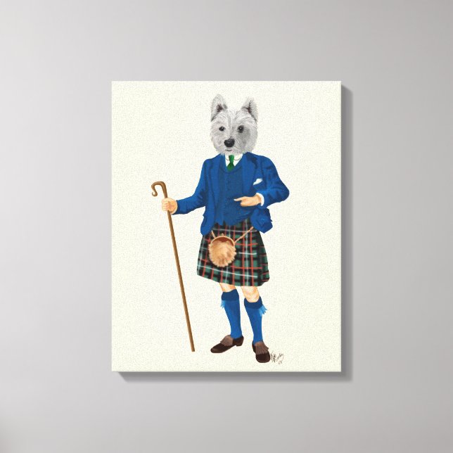 West Highland Terrier in Kilt Leinwanddruck (Vorderseite)