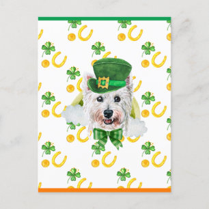 West Highland Terrier Kleeblatt St. Patricks Tag Feiertagspostkarte