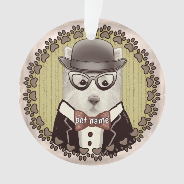 West Highland Terrier mit Brillen Ornament (Vorderseite)