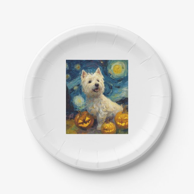 West Highland Terrier Niedlich Hund Halloween Jack Pappteller (Vorderseite)