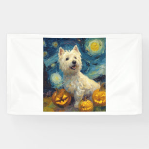 West Highland Terrier Süßer Hund Halloween Jack O  Banner