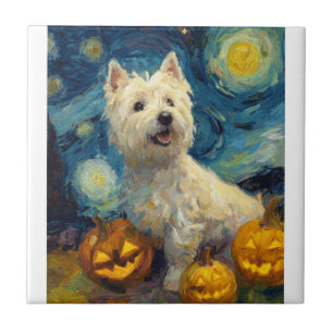 West Highland Terrier Süßer Hund Halloween Jack O Fliese