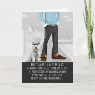 West Highland Terrier und Papa Lustiger Vatertag Feiertagskarte