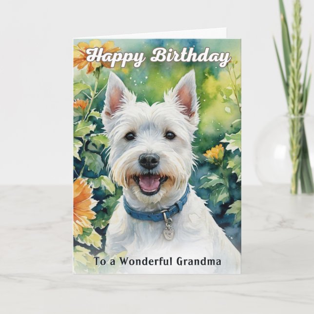 West Highland Terrier Watercolor Grandma Birthday Karte (Vorderseite)