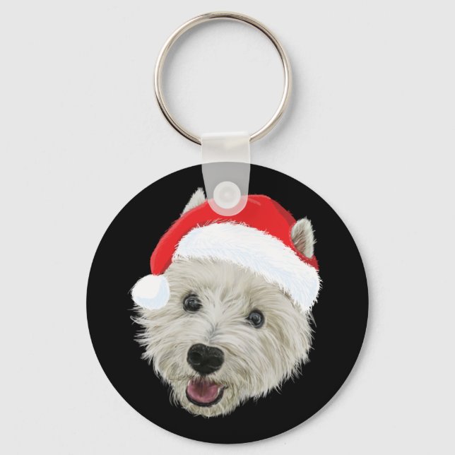 West Highland Terrier Weihnachtszeit-Weihnachtsman Schlüsselanhänger (Vorderseite)