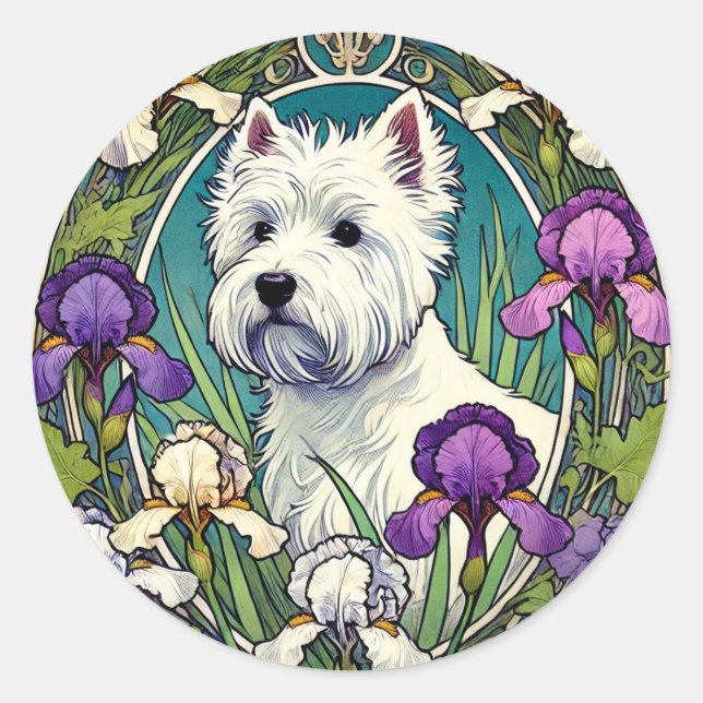 West Highland Terrier Westie Runder Aufkleber (Vorderseite)