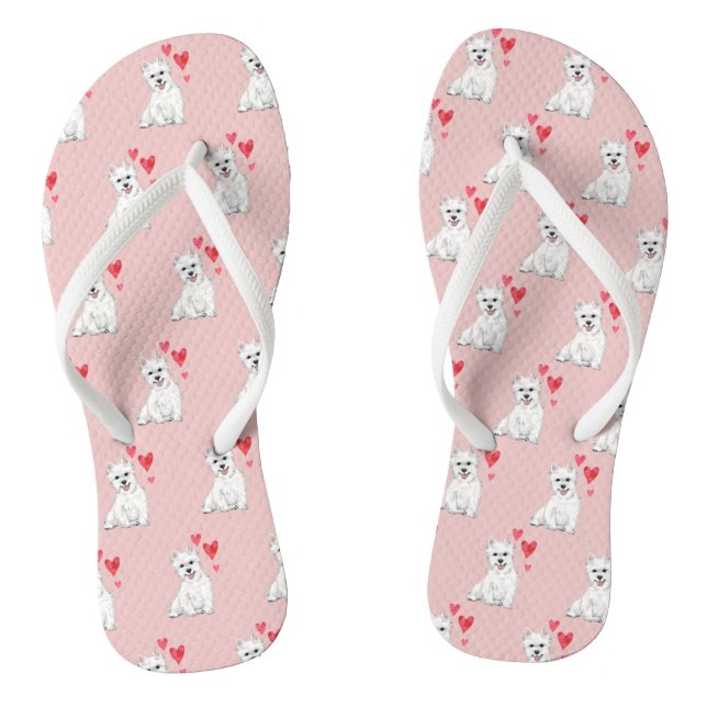 West Highland Terrier White Fur Westie Flip Flops (Fußbett)