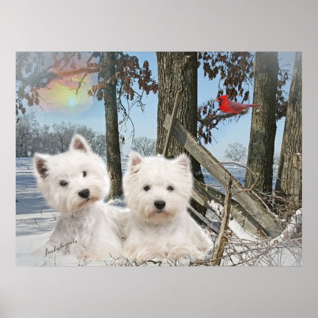 West Highland Terrier Wintertag Poster (Vorne)