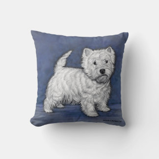 West Highland Terrier Zeichnend von Glenda S. Harl Kissen