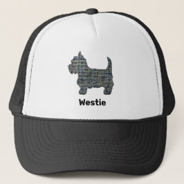 West Highland Westie Terrier Dog Silhouette Grid Truckerkappe