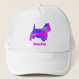 West Highland Westie Terrier Dog Silhouette Pink Truckerkappe