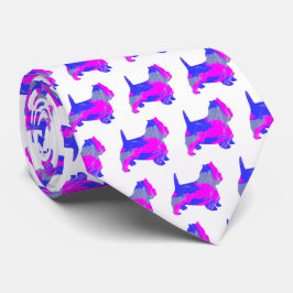 West Highland Westie Terrier Pink Silhouette White Krawatte