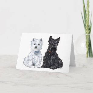 West Highland White & Schottische Terrier Feiertagskarte
