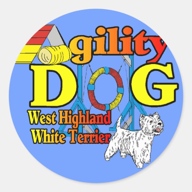 West_Highland_White_Terrier_Agility Runder Aufkleber (Vorderseite)