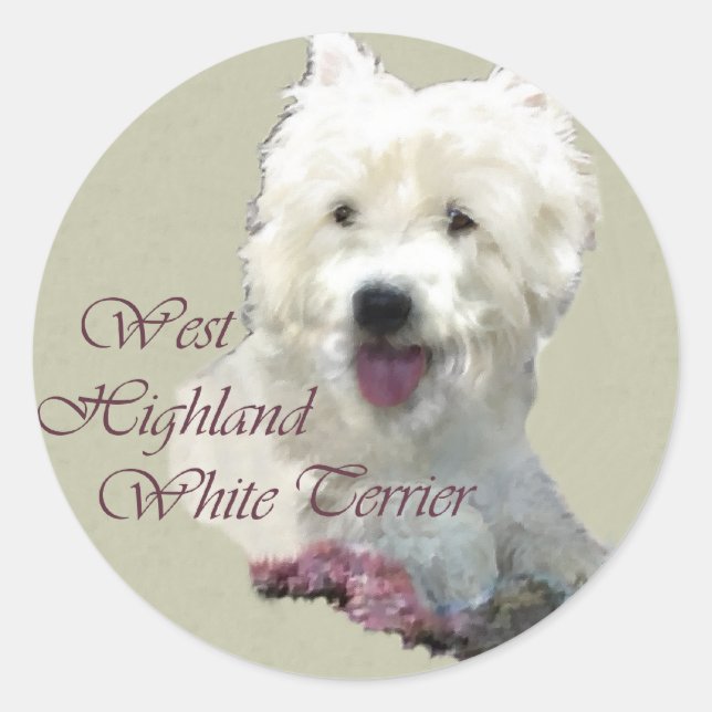 West Highland White Terrier Art Runder Aufkleber (Vorderseite)