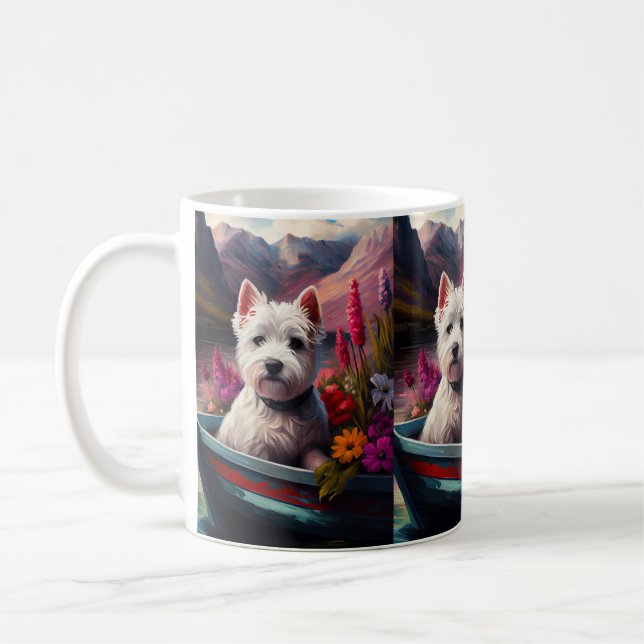 West Highland White Terrier auf dem Schiff Kaffeetasse (Links)