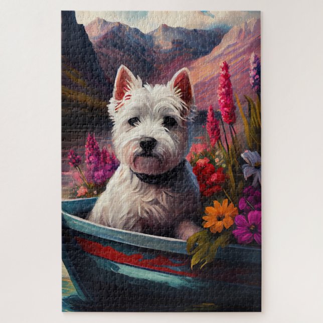 West Highland White Terrier auf dem Schiff Puzzle (Vertikal)