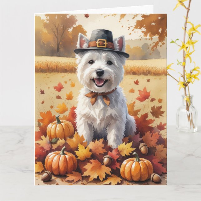 West Highland White Terrier Autumn Leaves Karte (Gelbe Blume)