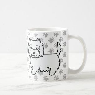 West Highland White Terrier Cartoon Dog & Paws Kaffeetasse