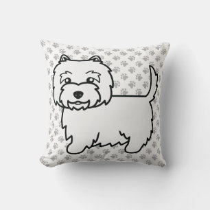 West Highland White Terrier Cartoon Hund & Pfoten Kissen