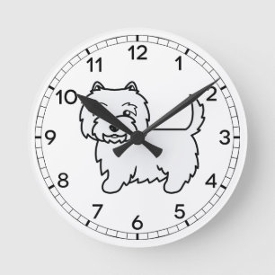 West Highland White Terrier Cartoon-Hund Runde Wanduhr