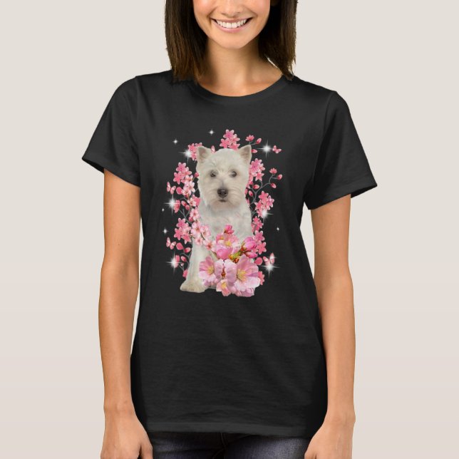 West Highland White Terrier Cherry Blossom Blume T-Shirt (Vorderseite)