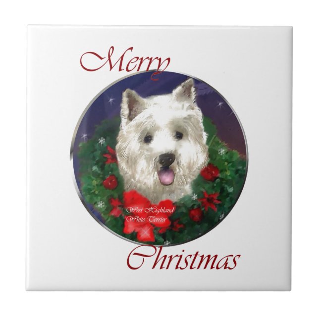 West Highland White Terrier Christmas Fliese (Vorderseite)