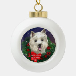 West Highland White Terrier Christmas Keramik Kugel-Ornament