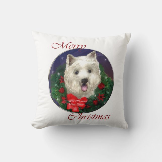 West Highland White Terrier Christmas Kissen (Vorderseite)