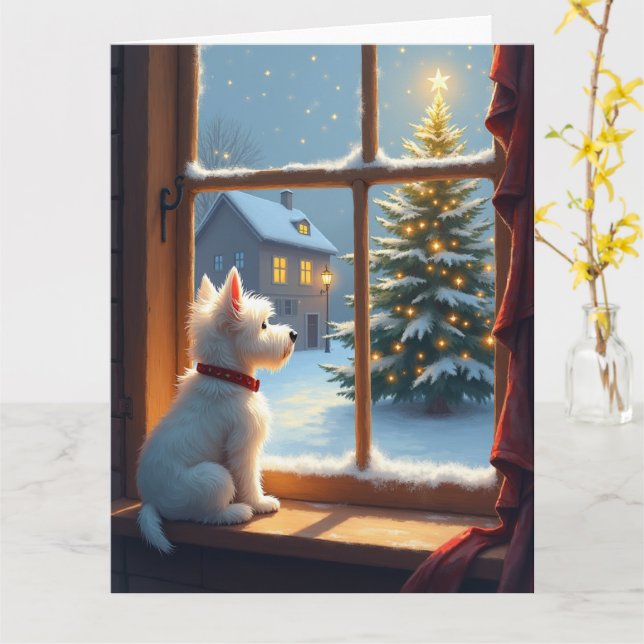 West Highland White Terrier Christmas Morning View Karte (Gelbe Blume)