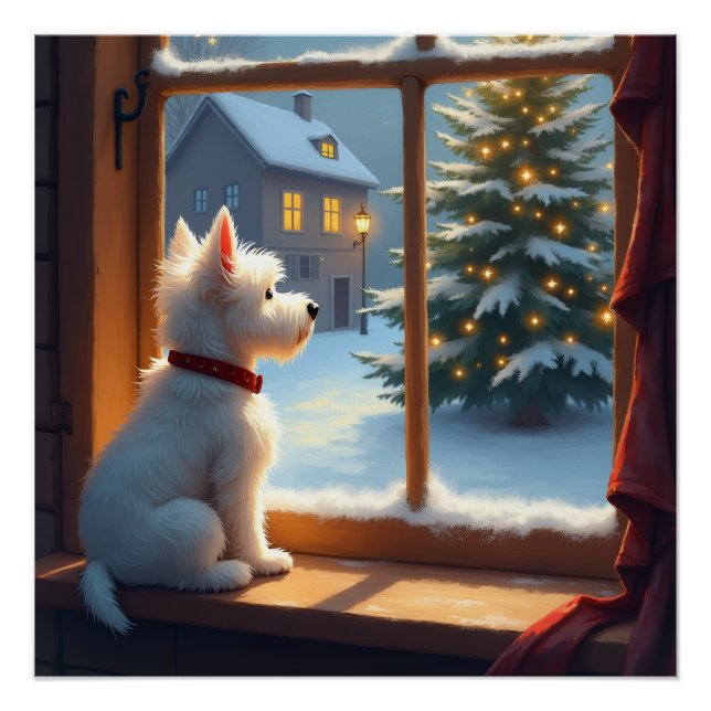 West Highland White Terrier Christmas Morning View Poster (Vorderseite)