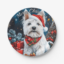 West Highland White Terrier Christmas Pappteller