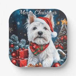 West Highland White Terrier Christmas Pappteller