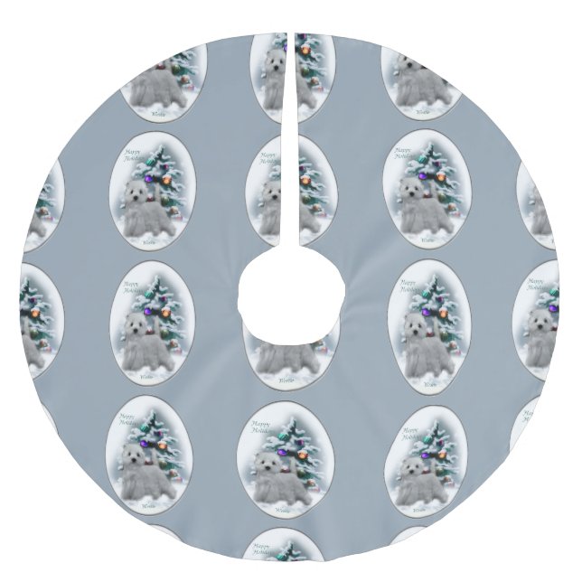 West Highland White Terrier Christmas Polyester Weihnachtsbaumdecke (Vorderseite)